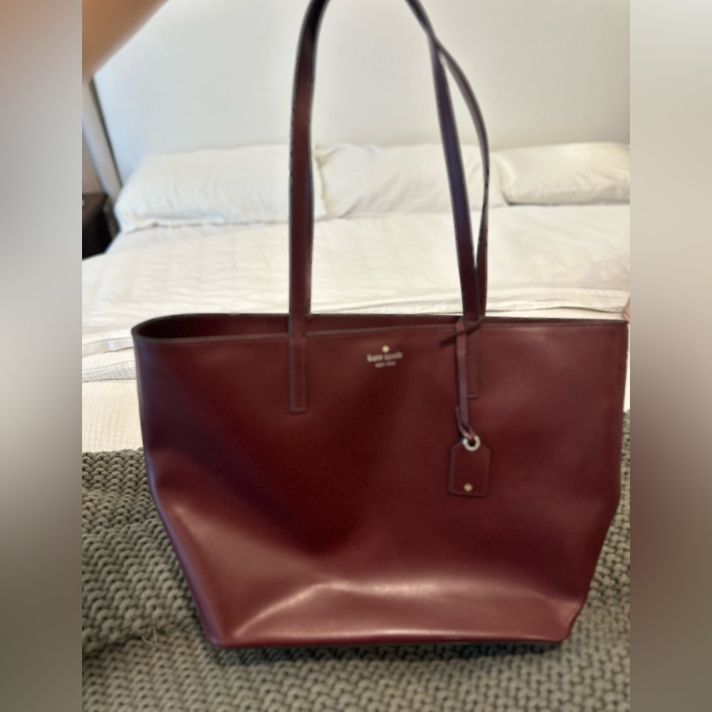 Large burgundy Kate Spade tote bag
